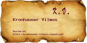 Kronhauser Vilmos névjegykártya